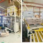 15KG 목재 펠릿 무게를 채우는 포장 포장 팔레타이징 라인이 배송 준비 완료되었습니다.